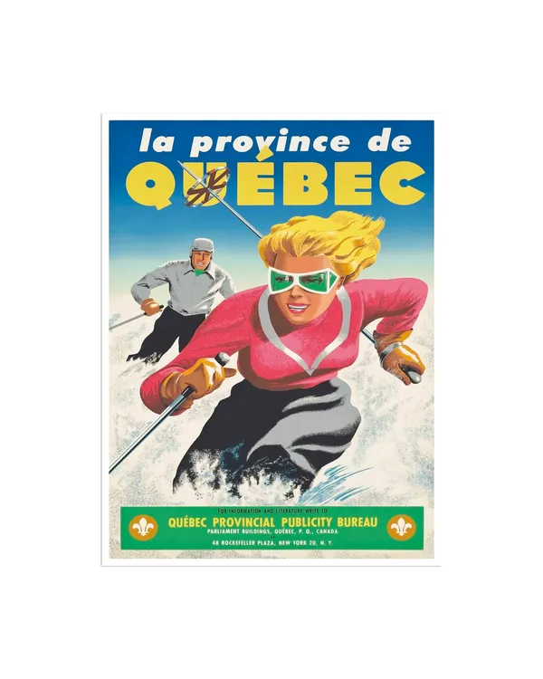 Quebec Ski Travel Poster, Canada Home Decor