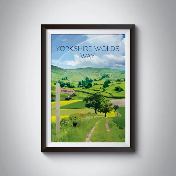 Yorkshire Wolds Way Travel Poster, Hiking Trail Art