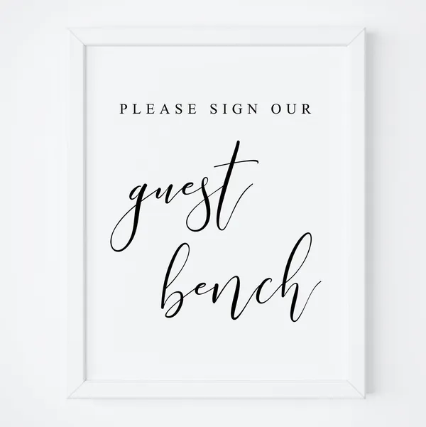 Please Sign Our Guest Bench Wedding Sign, Art Print