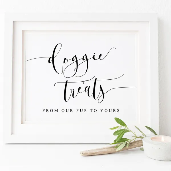 Doggie Treats Sign, Wedding Dog Favor Poster