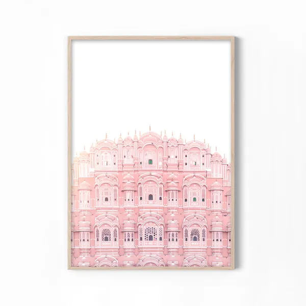 Hawa Mahal Jaipur Travel Poster, Pink Architecture