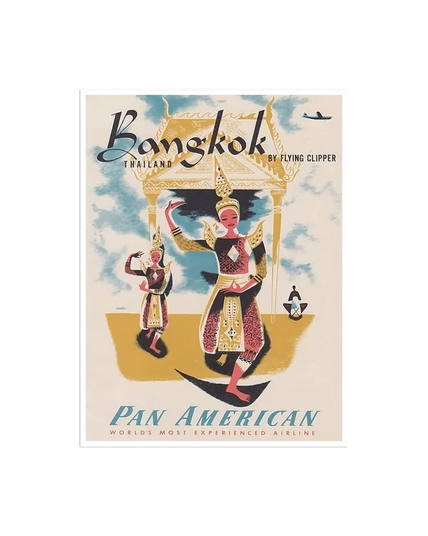 Bangkok Vintage Thai Travel Poster, Home Decor