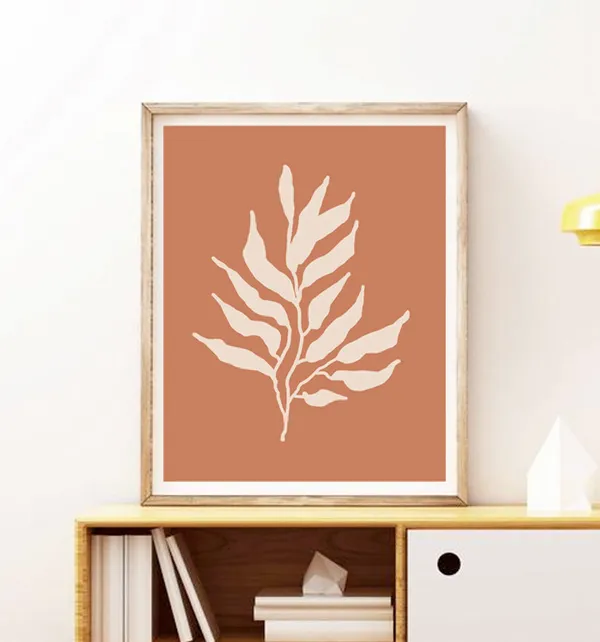 Burnt Orange Botanical Leaf Wall Art Print
