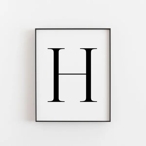 Letter H Gold Monogram Nursery Initial Art Print