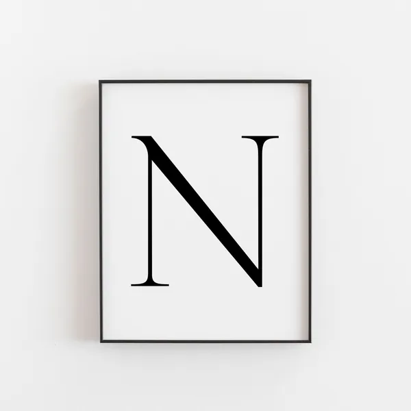 Letter N Alphabet Print, Nursery Wedding Decor