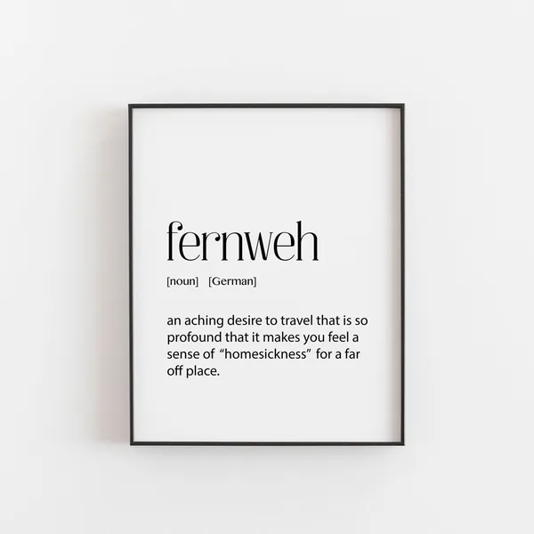 Fernweh Travel Quote Poster, German Travel Art Print