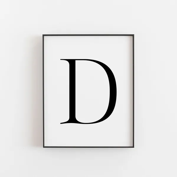 Capital D Print, Minimalist Letter Art Poster