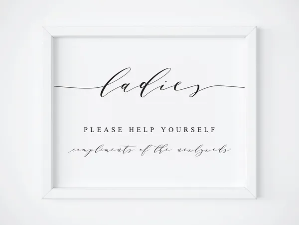 Wedding Bathroom Sign, Ladies Restroom Poster