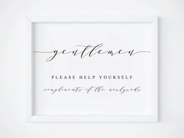 Wedding Bathroom Sign, Gentlemen Restroom Poster