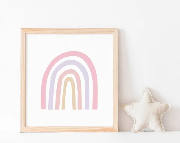 Boho Rainbow Art Print, Girls Bedroom Decor