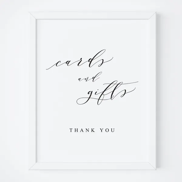 Wedding Cards and Gifts Sign, Reception Poster Print