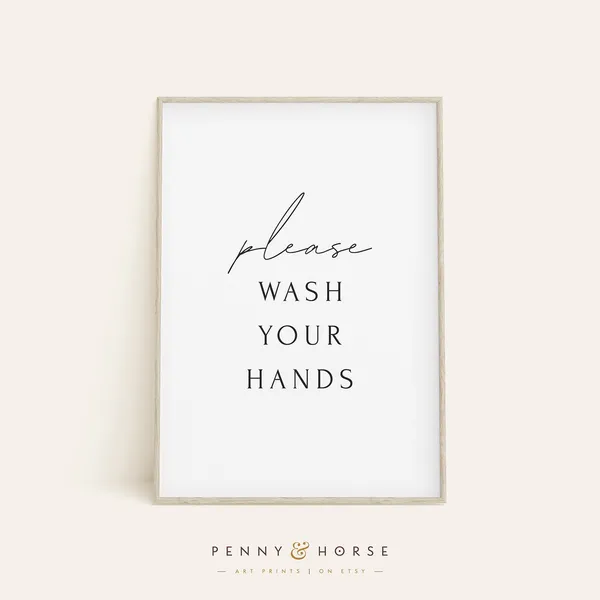 Wash Your Hands Bathroom Print, Guest Bath Decor