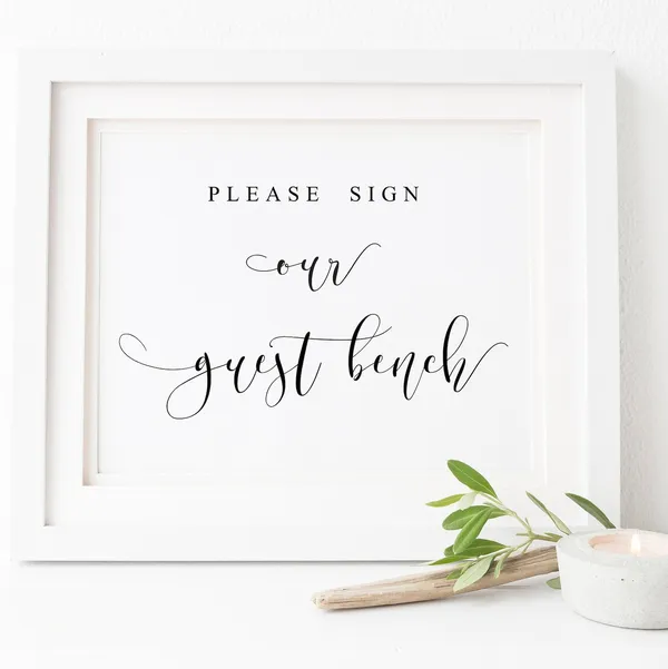 Wedding Guest Bench Sign Art Print, Reception Table Sign