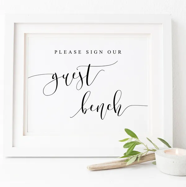Guest Bench Wedding Sign, Wedding Reception Table Print