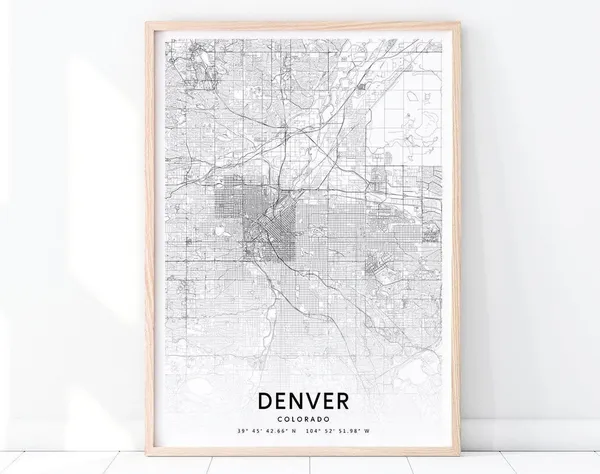Denver Urban Map Print, Colorado Travel Poster