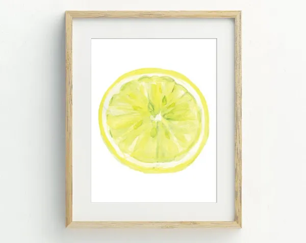 Lemon Wall Art, Kitchen Fruit Slice Print