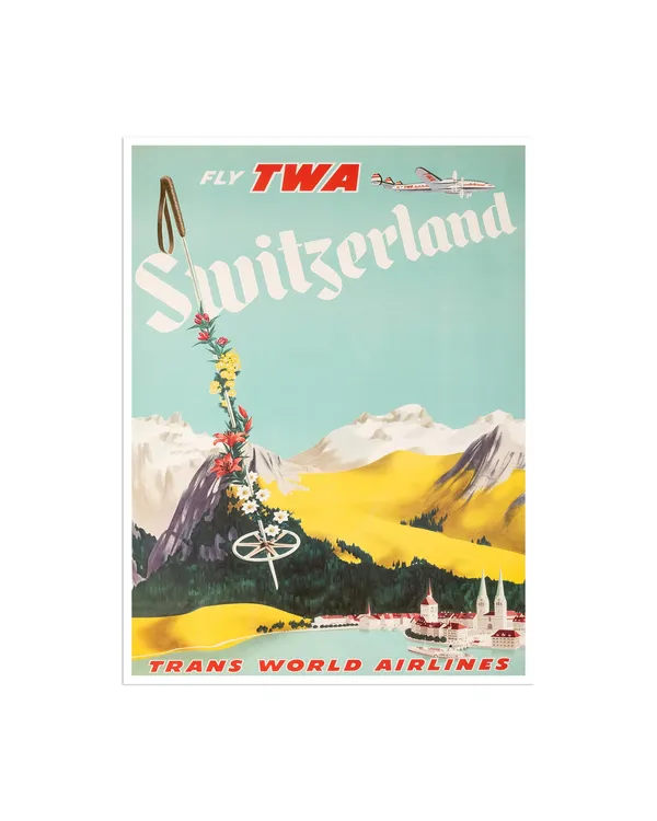 Switzerland Vintage Travel Poster, Swiss Home Decor