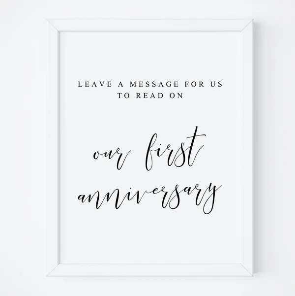 First Anniversary Message Sign, Wedding Guest Book