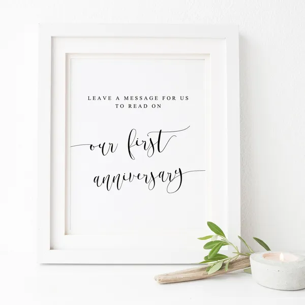 First Anniversary Message Guestbook Sign Print