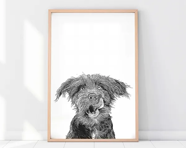 Custom Pet Portrait From Photo, Dog and Cat Memorial Art Print