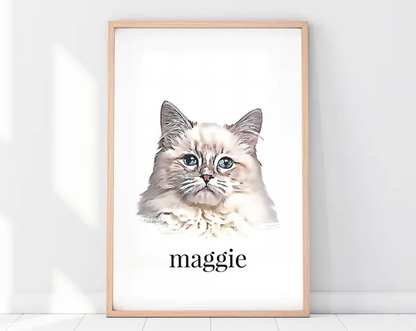 Custom Pet Portrait, Dog or Cat Memorial Art Print