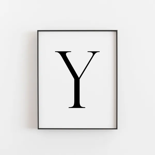 Letter Y, Modern Minimalist Monogram Poster