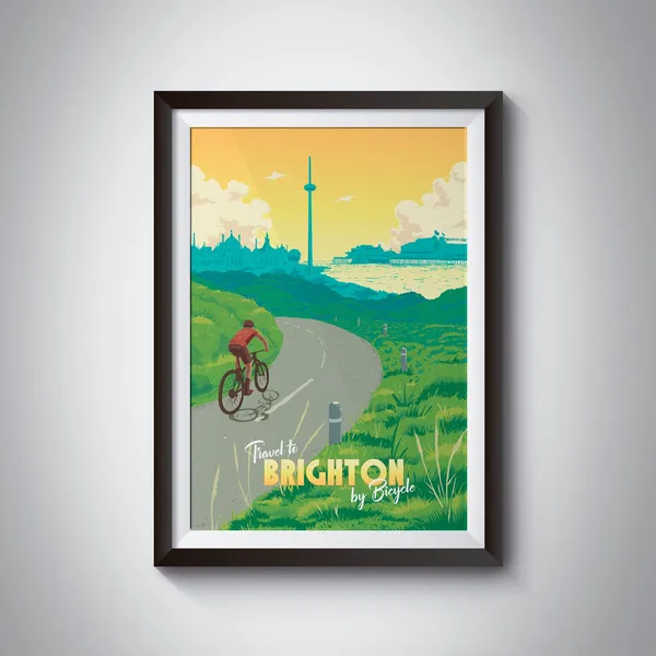 Brighton Cycling Poster, London to Brighton Route