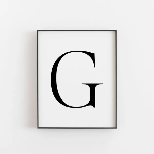 Letter G Typography Art Print, Scandinavian Nordic Decor