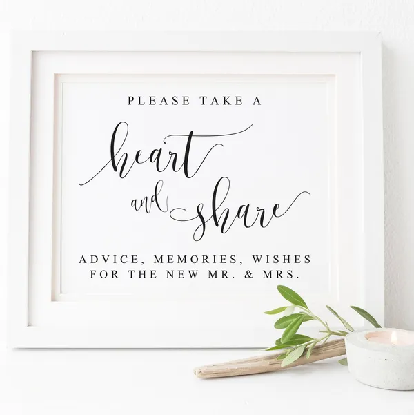 Please Take A Heart and Share Wedding Sign