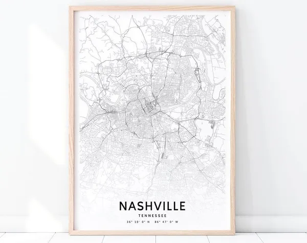 Nashville Map Print, Tennessee Modern Poster