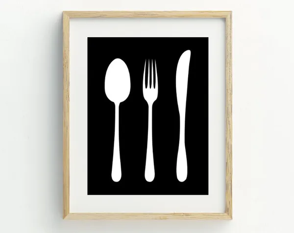 Cutlery Minimalist Kitchen Art Print, Spoon Fork Knife