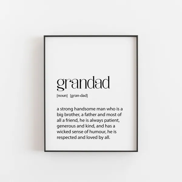 Grandad Gift Birthday Christmas Definition Art Print