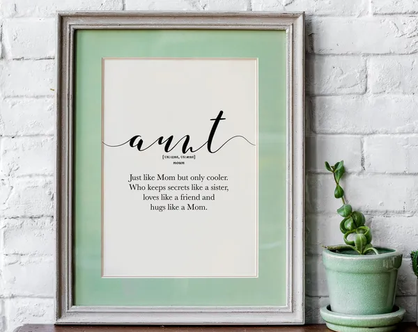 Aunt Definition Christmas Gift Print, Funny Decor