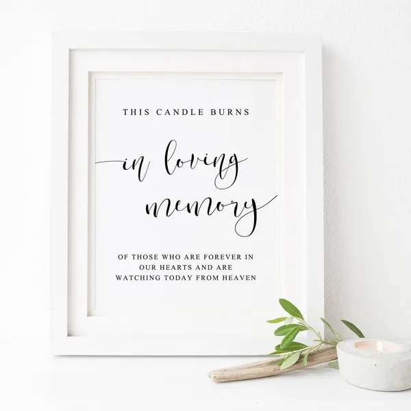 In Loving Memory Candle Wedding Memorial Sign Print