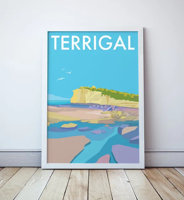 Terrigal Skillion Vintage Style Beach Travel Poster