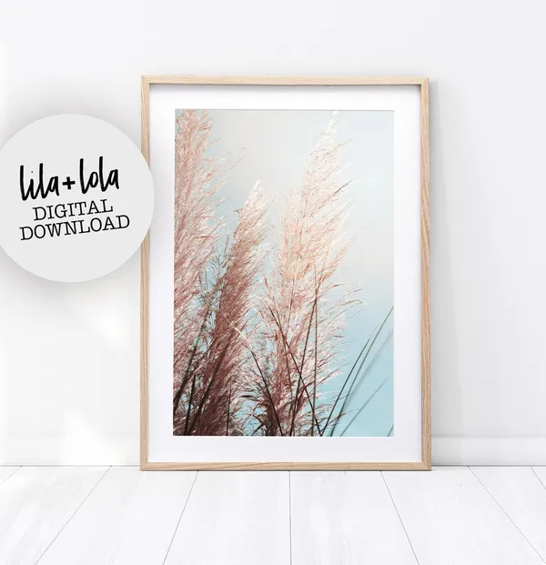 Pampas Grass Pastel Coastal Art Print