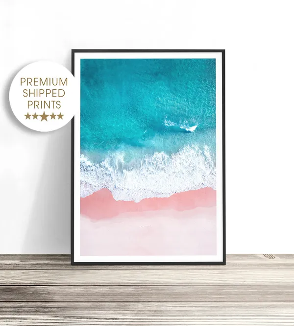 Aerial Beach Photography Ocean Wave Coastal Art Print