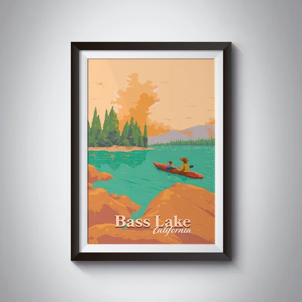 Bass Lake California Travel Poster, Yosemite Area