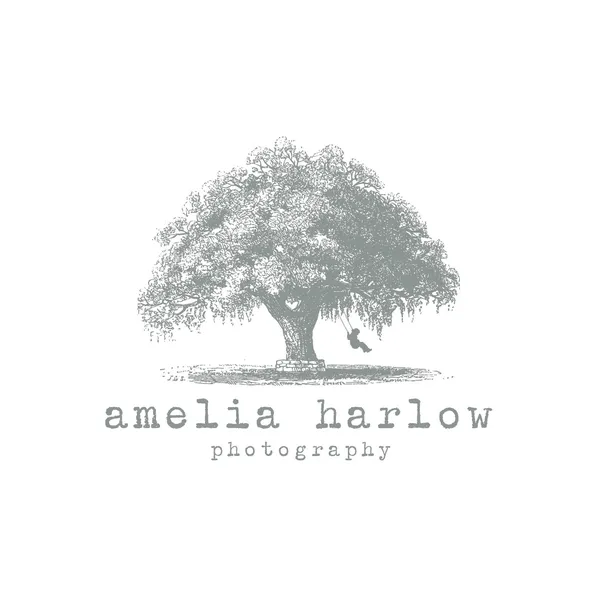 Vintage Tree Swing Logo Art Print, Rustic Design