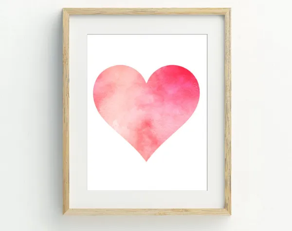 Watercolor Heart Art Print, Valentine's Day Decor