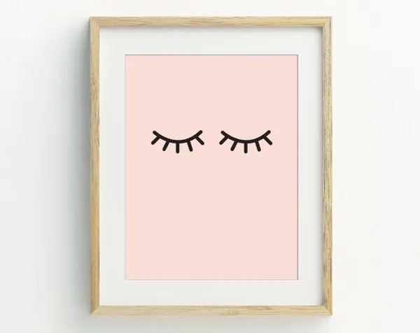 Eyelash Nursery Decor Art Print, Blush Pink