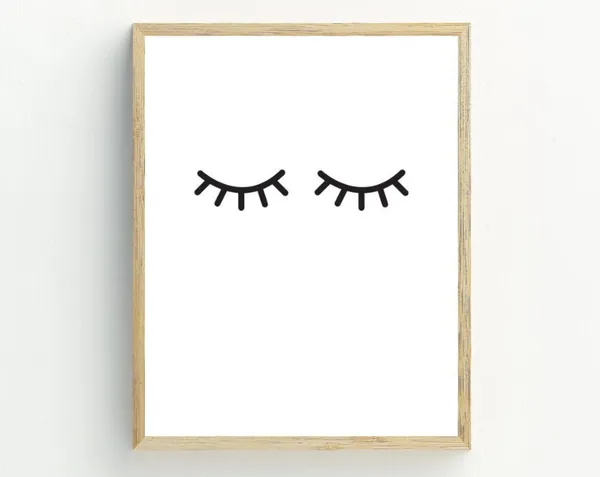 Eyelash Nursery Art Print, Black And White Minimalist