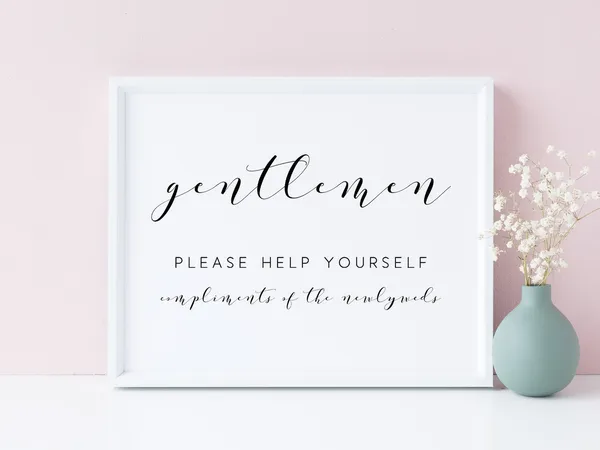 Wedding Restroom Sign for Gentlemen, Bathroom Print
