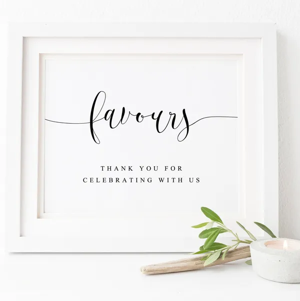 Favours Wedding Favor Sign, Reception Poster Print