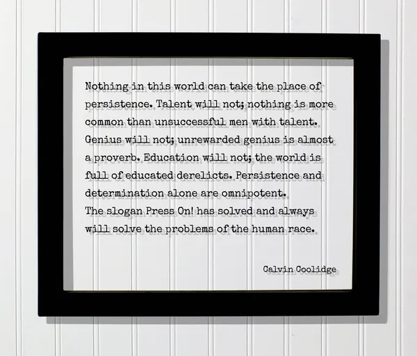 Calvin Coolidge Quote Art Print, Persistence Statement