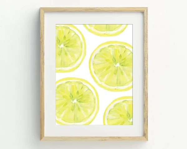 Lemon Fruit Art Print, Kitchen Wall Decor