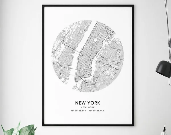 New York Map Print, Modern Minimalist Travel Poster