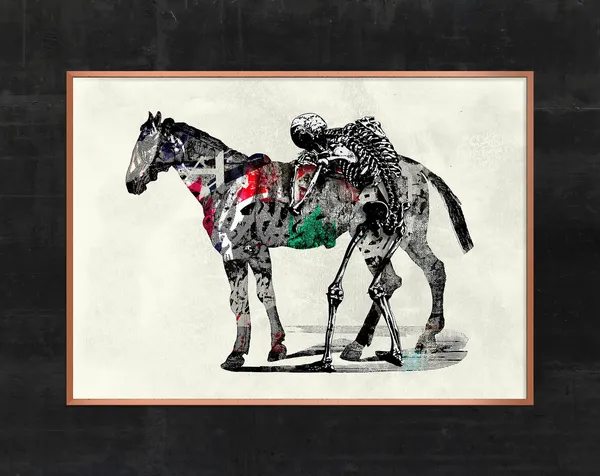 Skeleton And Horse Art Print, Urban Street Graffiti