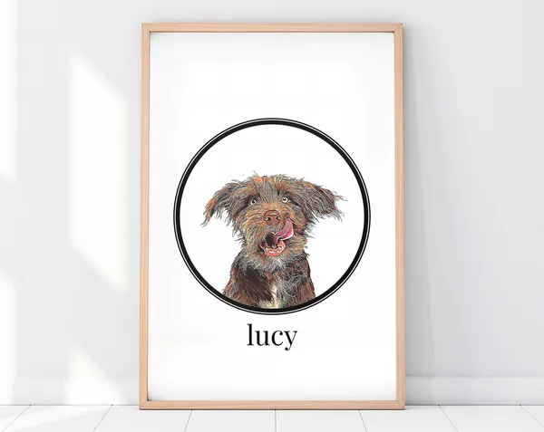 Custom Pet Portrait, Peekaboo Pet Memorial Art Print