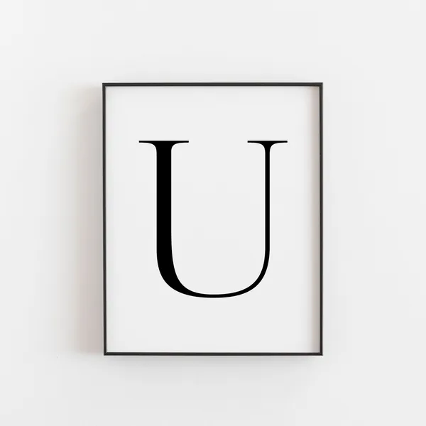 Modern U Letter Print, Scandinavian Typography Poster